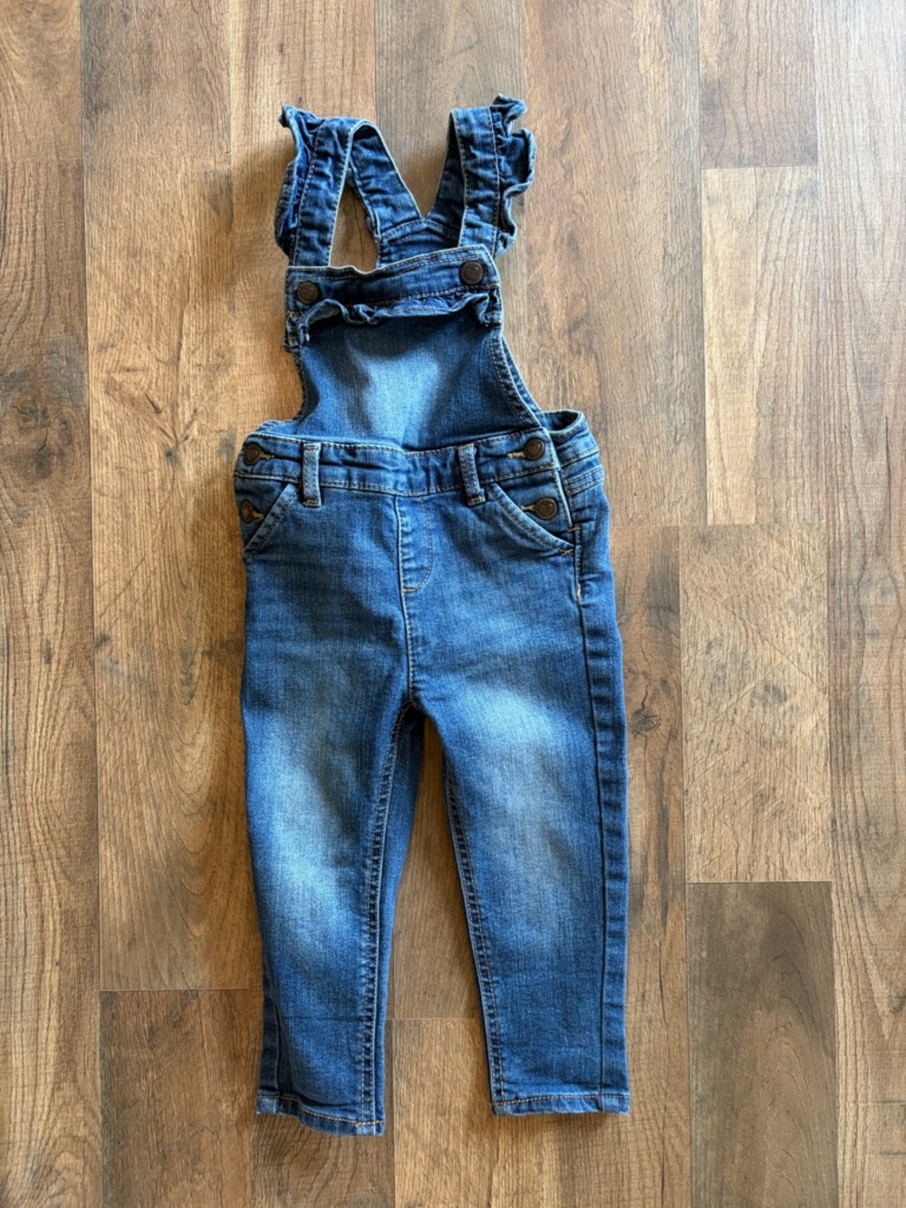 Girl’s 18 Months  Blue Denim Ruffle Overalls - Classic Look